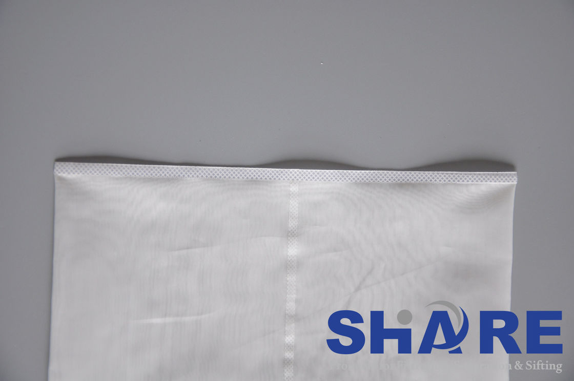 White Ultrasonic Welded Nylon Mesh Filter Bags For Industrial Filtration
