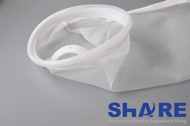 Sewn Construction Nylon Mesh Strainer Bag With Plastic Collar / Drawstring Top Collar