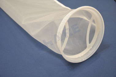 Sewn Construction Nylon Mesh Strainer Bag With Plastic Collar / Drawstring Top Collar