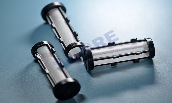 Ultrasonic-slitting woven filter mesh ribbons and tubes for injection molding