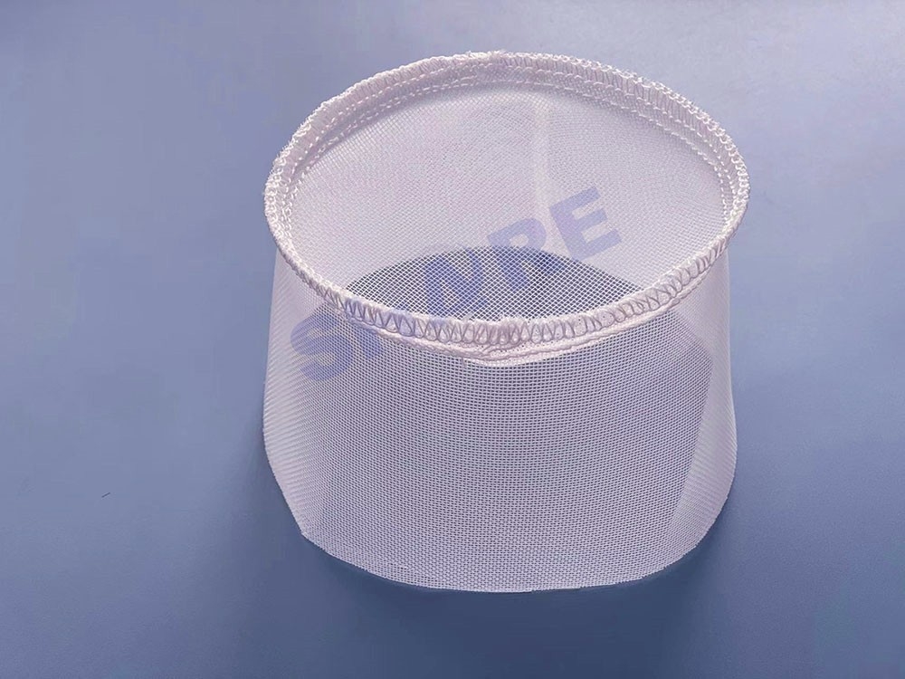 Fabricated PP Mesh Filter Basket With Sewn Bottom In Custom Tailored Size