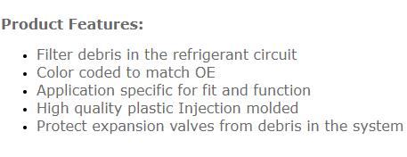 Insert Molded A/C Inline Screen Filter Kit For Vehicle Refrigerant